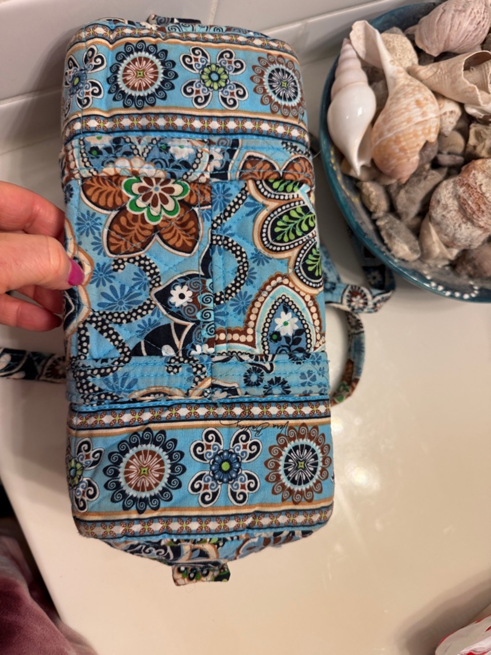 Vera Bradley Blue Paisley Floral Quilted Small Duffle Shoulder Bag - Picture 3 of 5